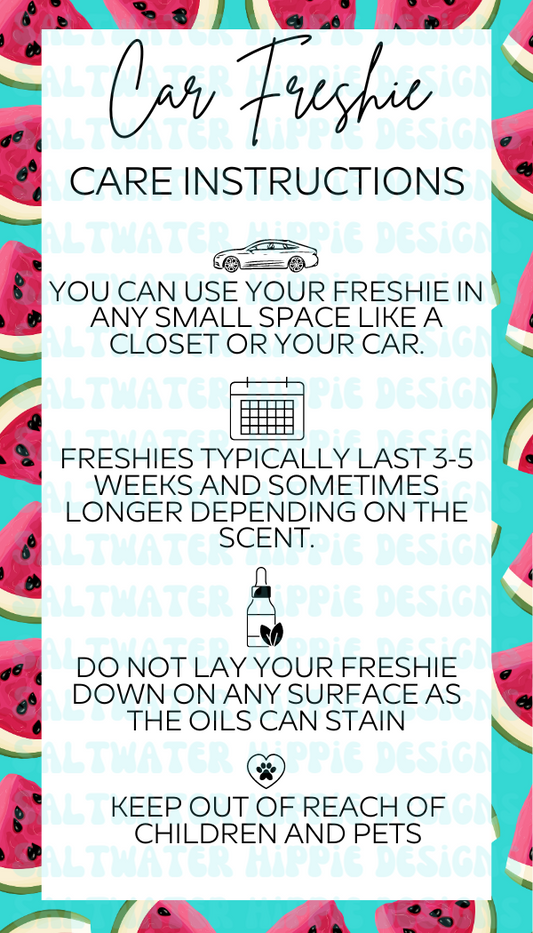 Car Freshie Care Card WATERMELON