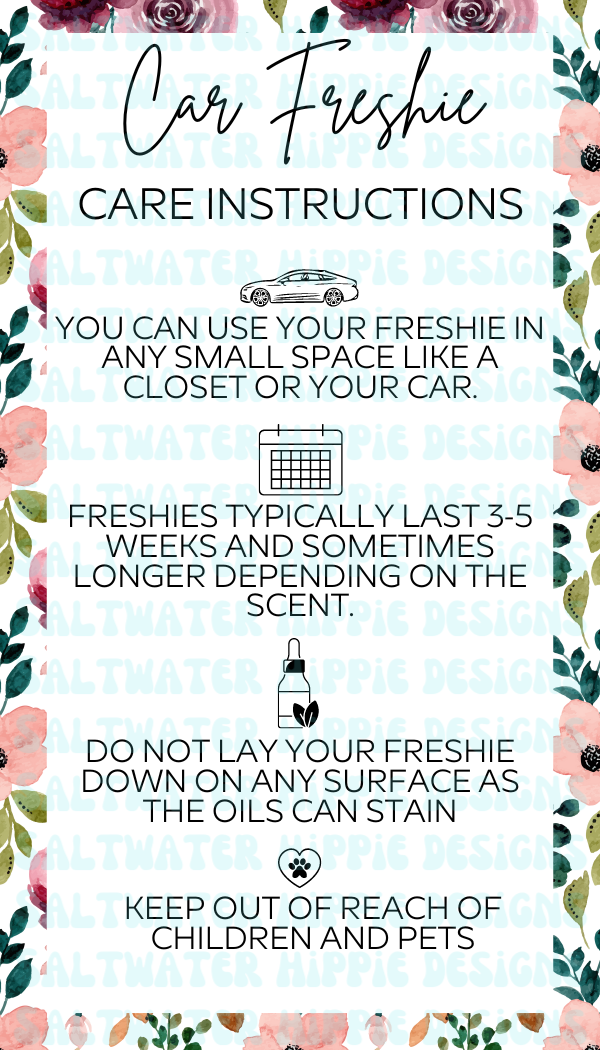 Car Freshie Care Card FLORAL