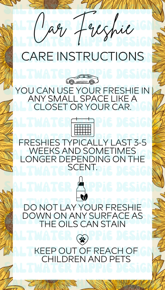 Car Freshie Care Card SUNFLOWER