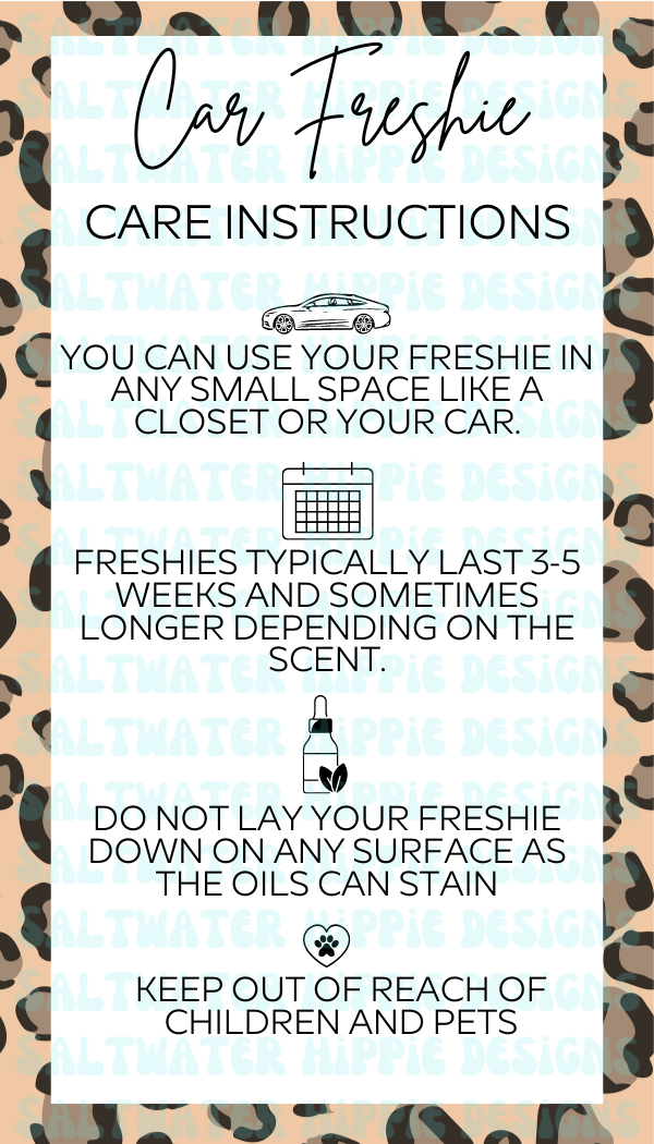 Car Freshie Care Card LEOPARD PRINT