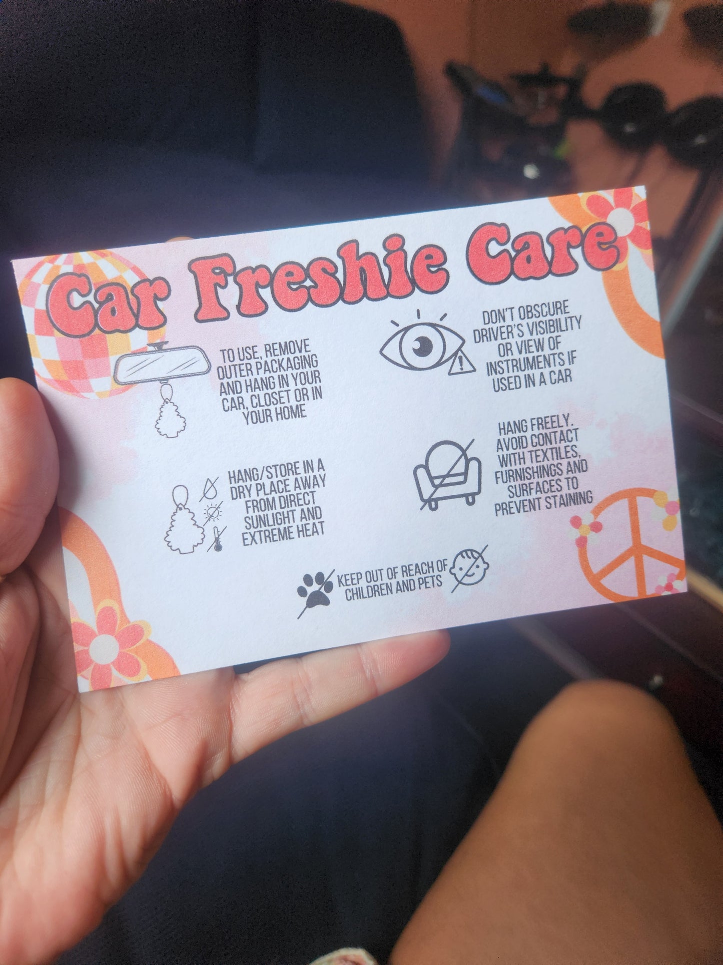 Car Freshie Care Card