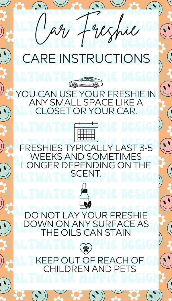 Car Freshie Care Card RETRO SMILEY