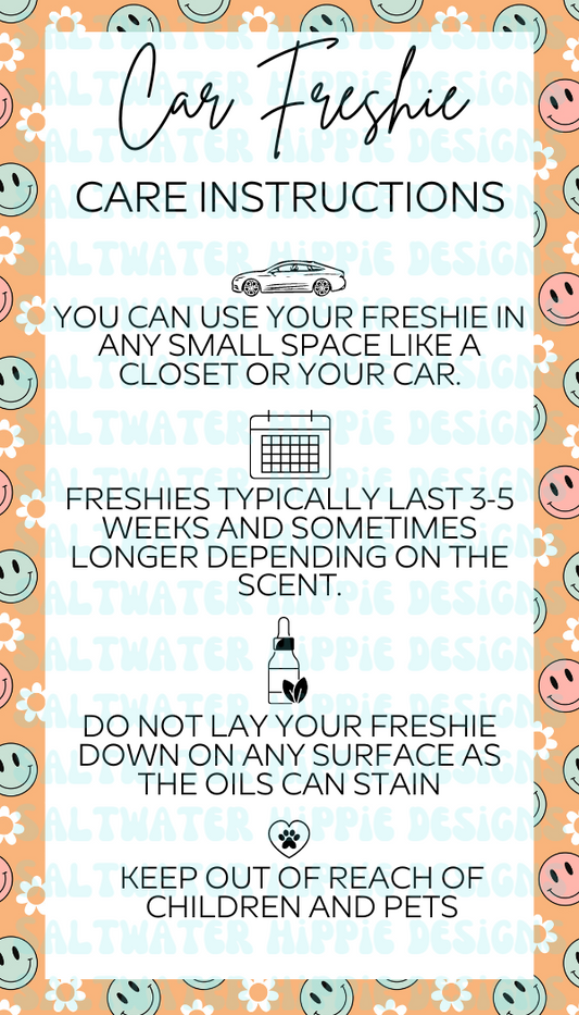 Car Freshie Care Card RETRO SMILEY