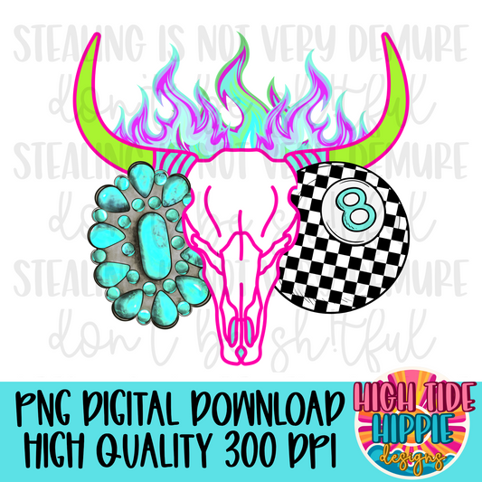 Punchy Bull Skull PNG DIGITAL DOWNLOAD