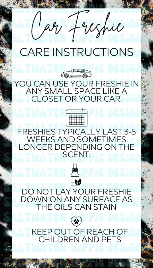 Car Freshie Care Card COW HIDE AND LEOPARD