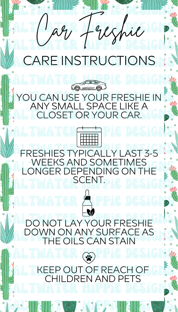 Car Freshie Care Card CACTUS