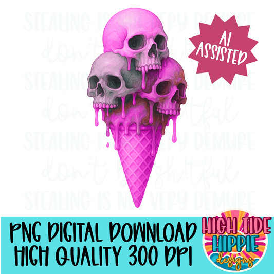 Melting Skull Cone PNG DIGITAL DOWNLOAD