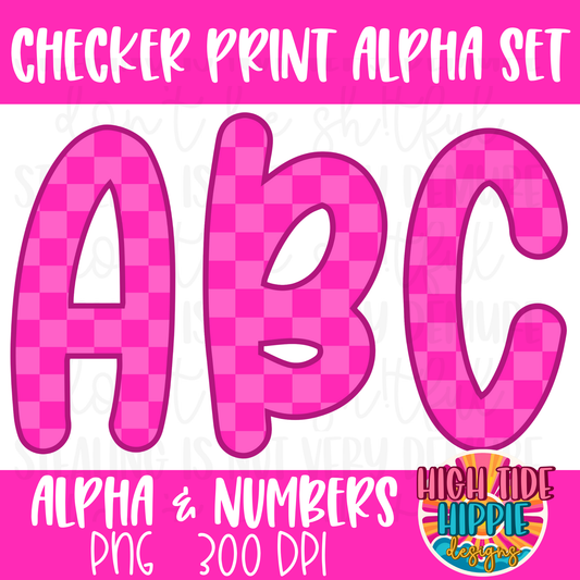 Pink Checker Print Alpha Set PNG DIGITAL DOWNLOAD