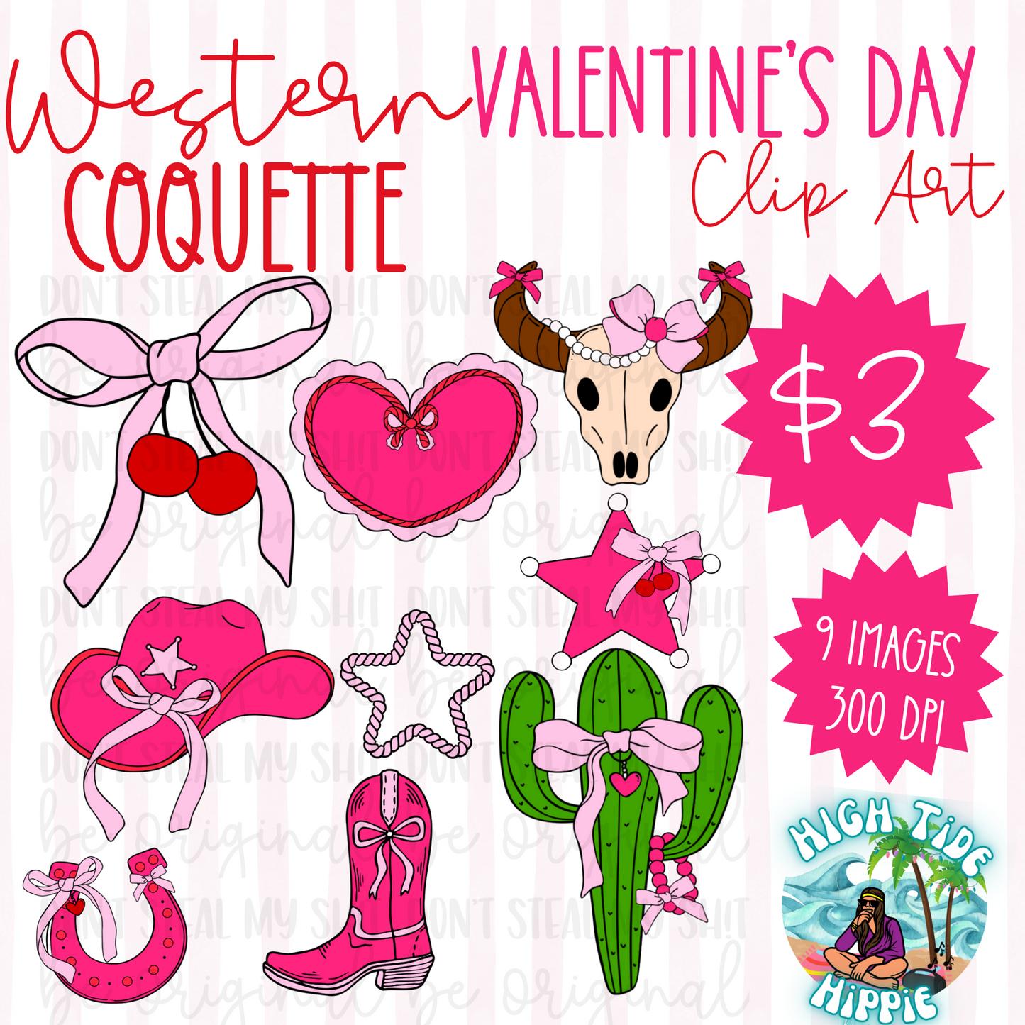 Western Coquette Valentines Day Clip Art Bundle