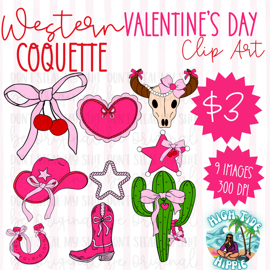 Western Coquette Valentines Day Clip Art Bundle