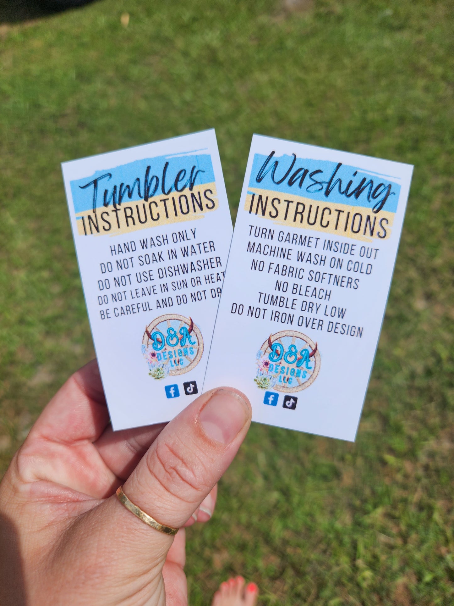 Washing Intructions Tee Care Cards