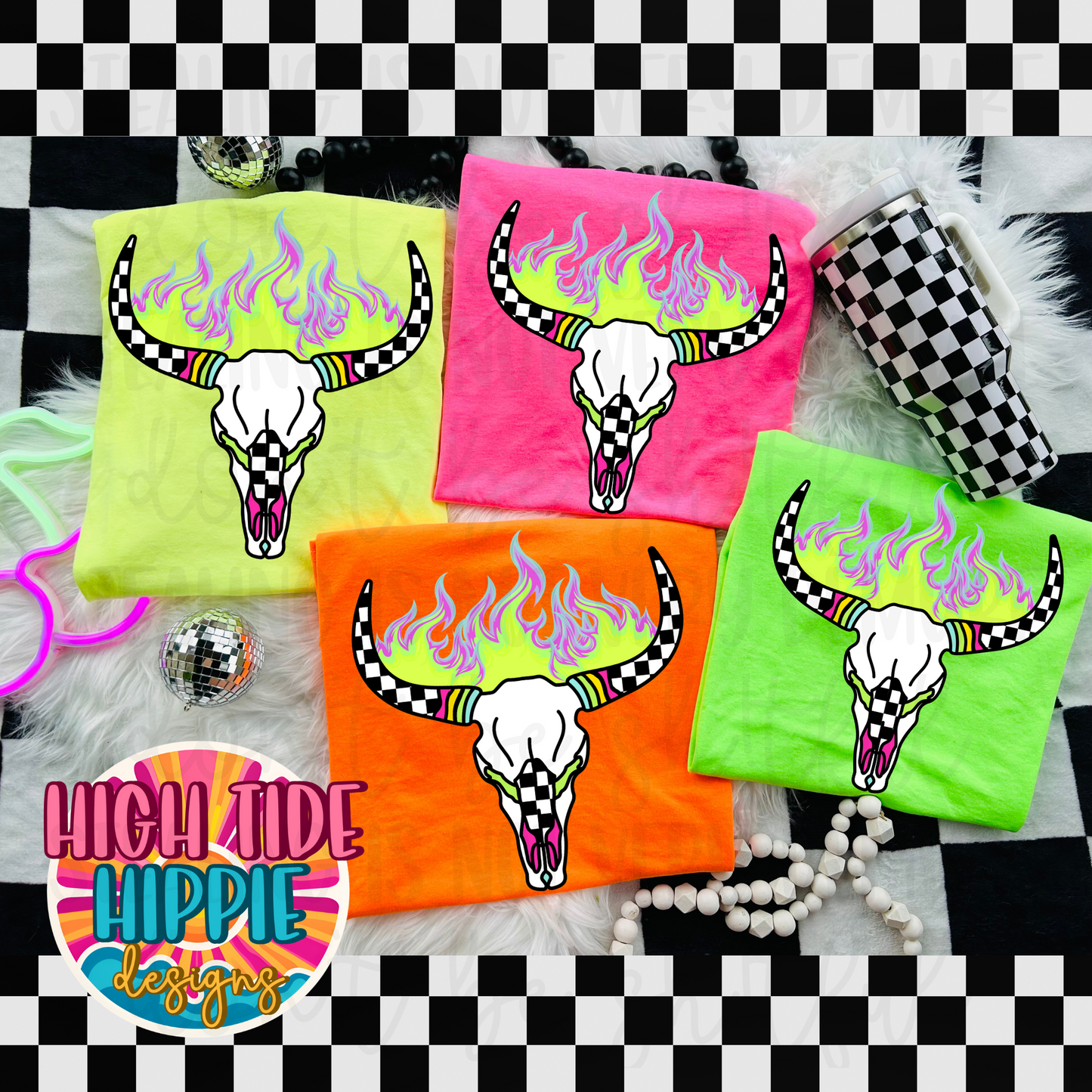 Neon Flame Bull Skull PNG DIGITAL DOWNLOAD