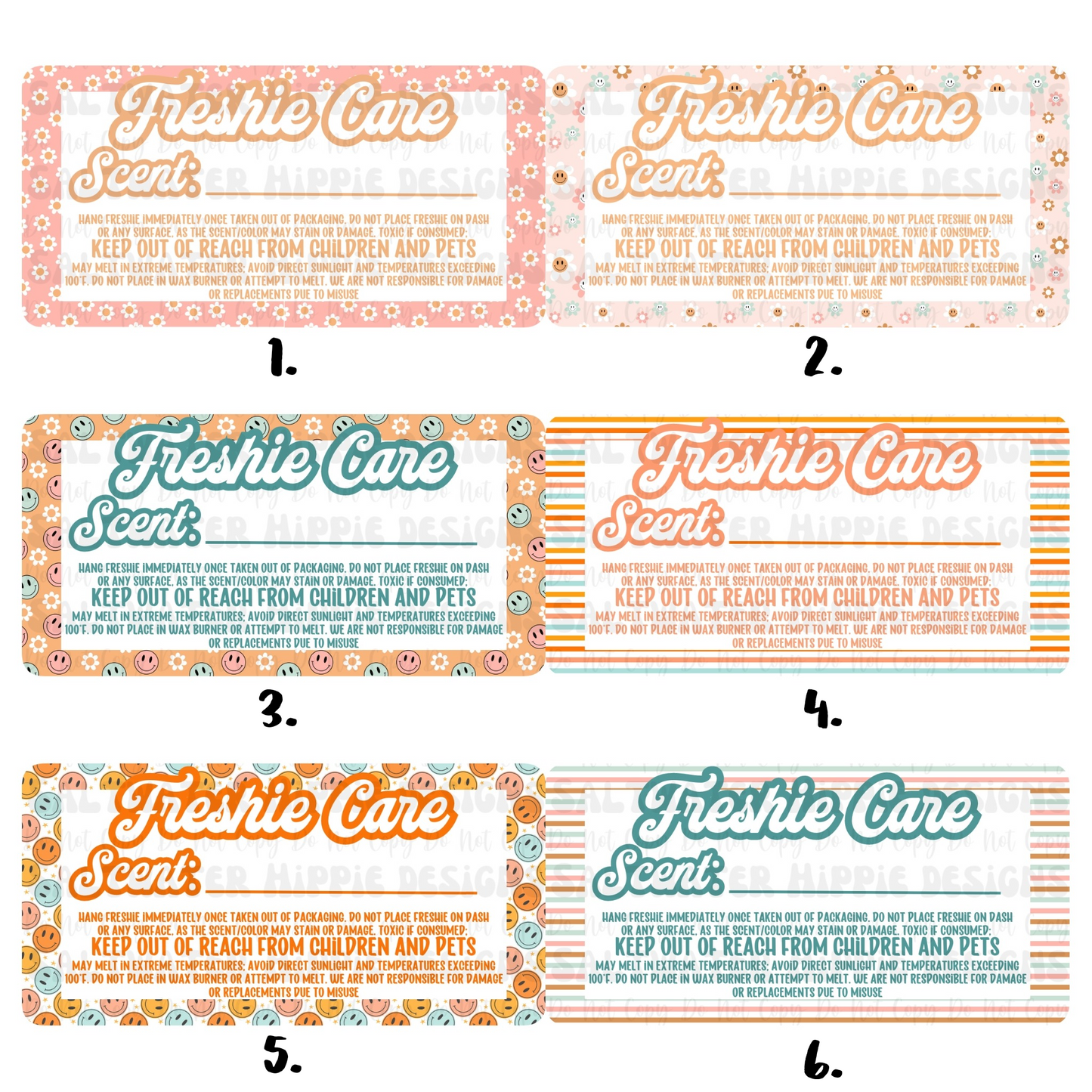 Retro Freshie Labels SET OF 6