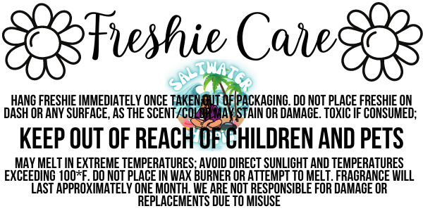 Flower Power Freshie Care Label