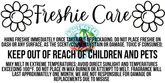 Flower Power Freshie Care Label