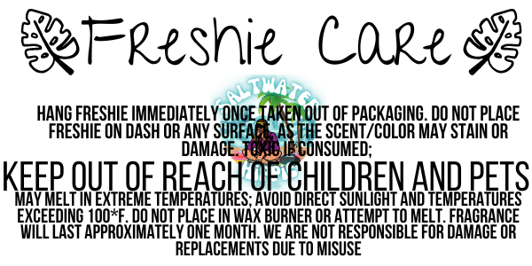 Monstra Leaf Freshie Care Label