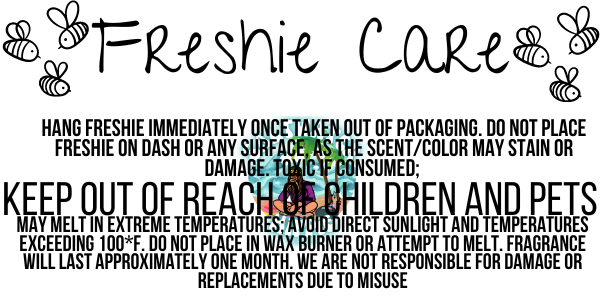 Bumble Bee Freshie Care Label