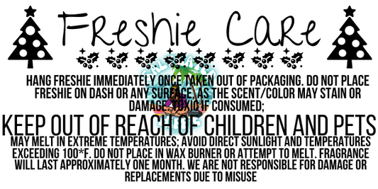 Oh Christmas Tree Freshie Care Label