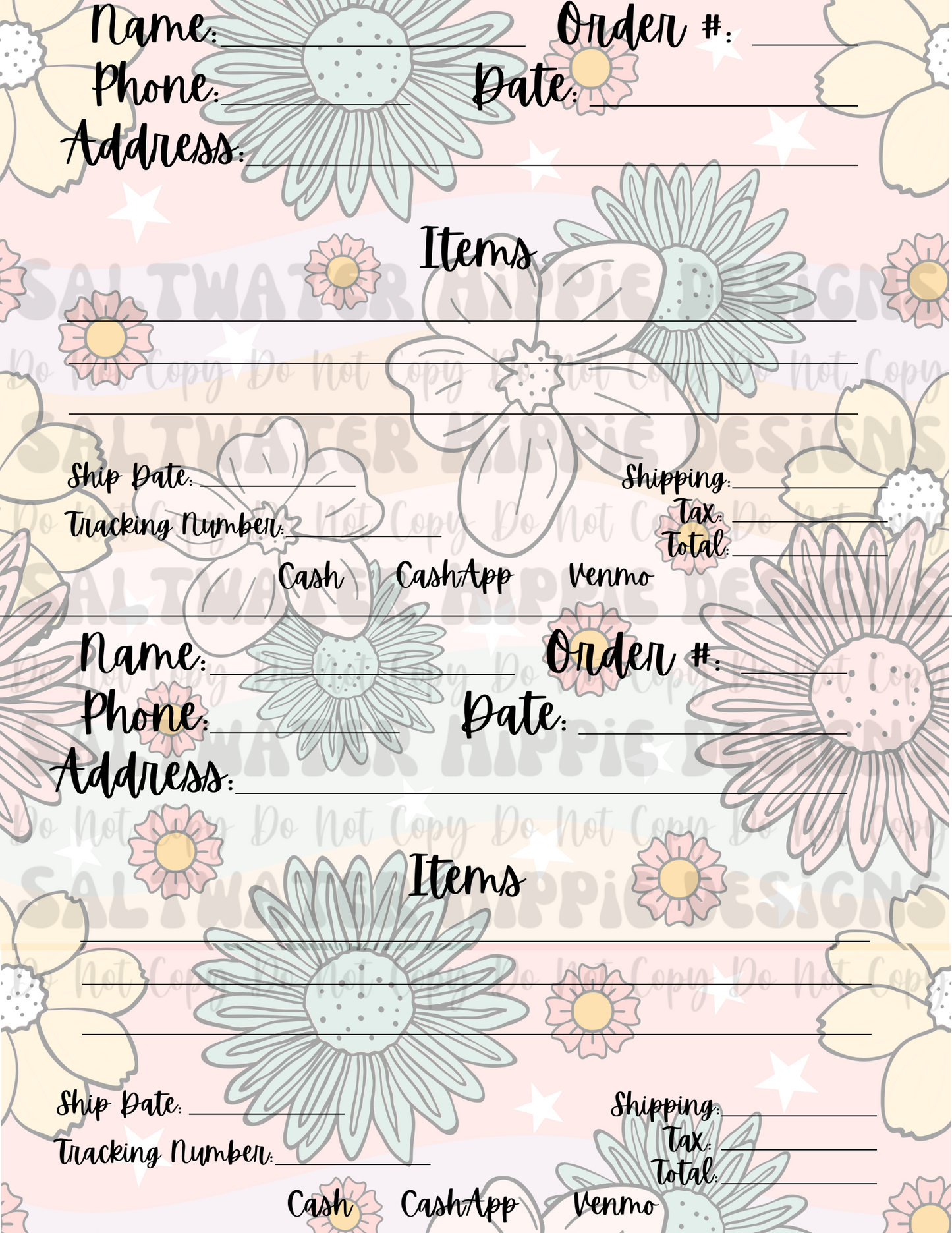 Floral Multi Person Order Forms